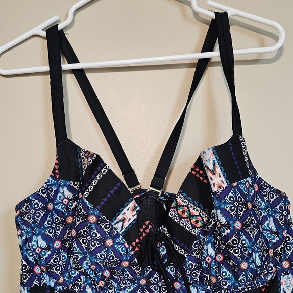Swim by Cacique Tankini Top Underwired Beach Swimsuit Multicolor Design Size 44C - Picture 3 of 7